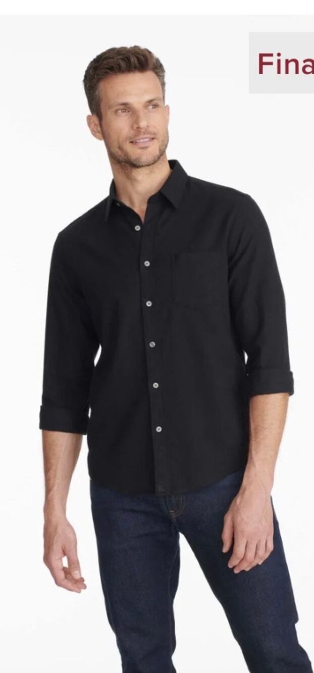 UNTUCKit Sherwood 100% Cotton Flannel Button Down Shirt Black 3XL